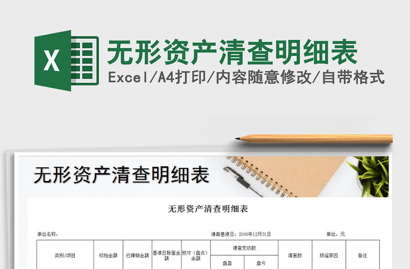 2022年無形資產清查明細表免費下載