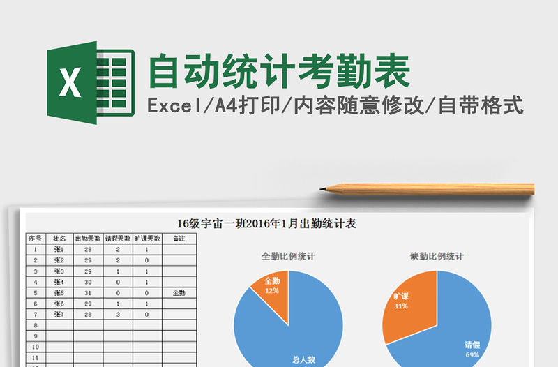 2021年自動統計考勤表