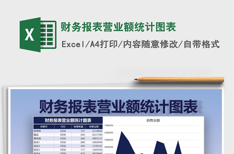 2021年财务报表营业额统计图表免费下载