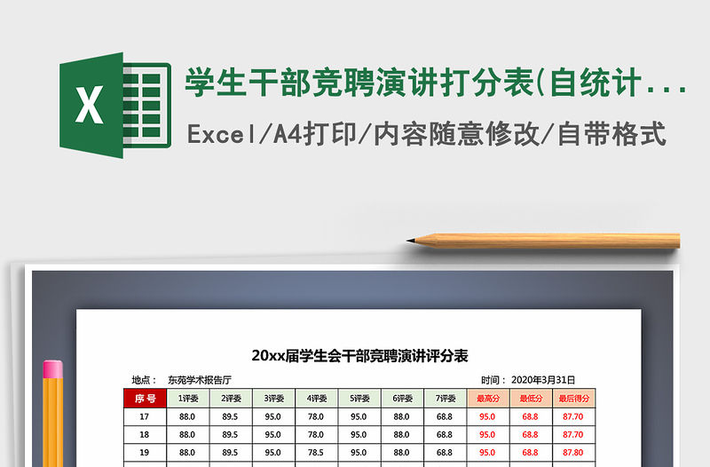 2021年學(xué)生干部競聘演講打分表(自統(tǒng)計)