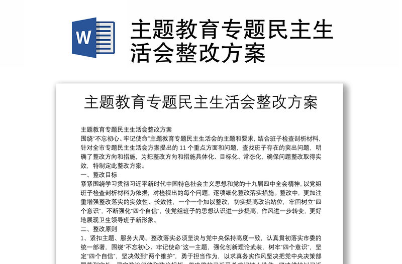 主題教育專題民主生活會整改方案