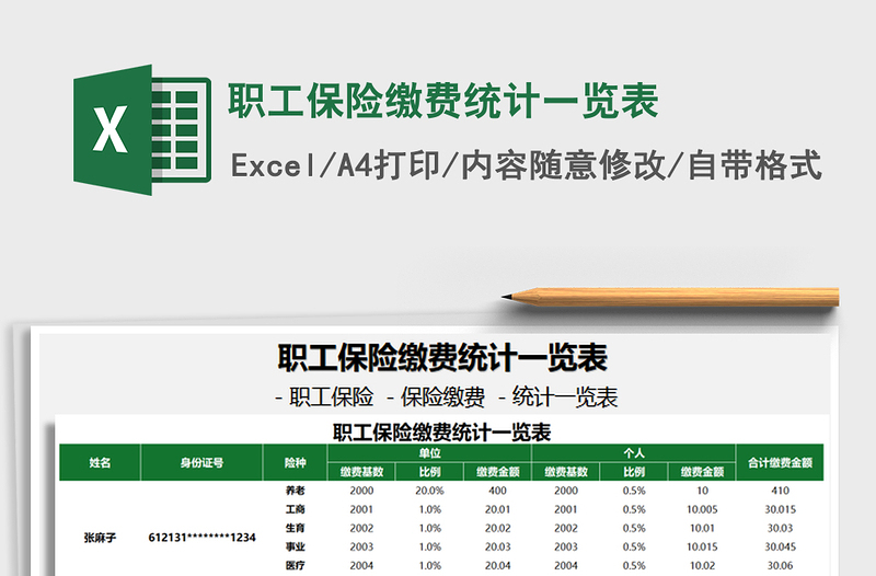 2021年職工保險繳費(fèi)統(tǒng)計一覽表