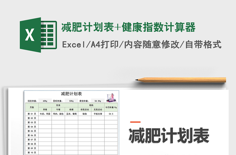 2021年減肥計劃表+健康指數計算器