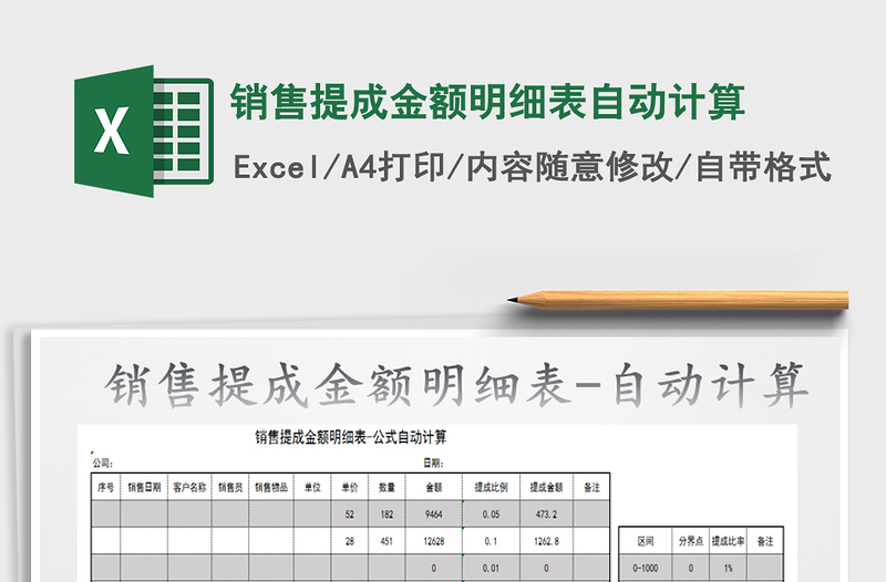 2022年销售提成金额明细表自动计算