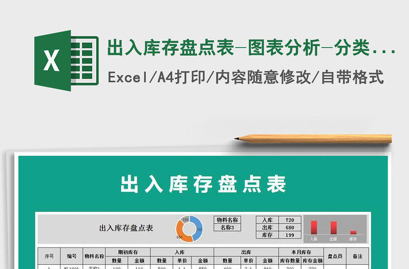 2021年出入庫存盤點表-圖表分析-分類查
