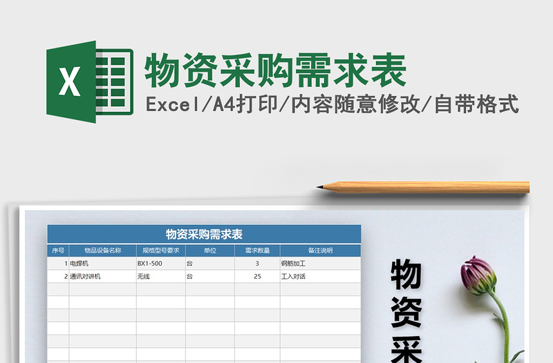 2021年物资采购需求表