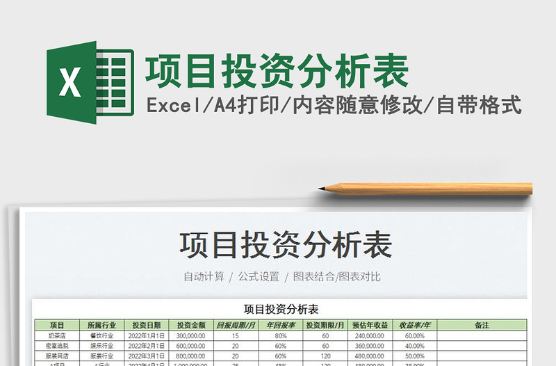 2023項目投資分析表免費下載