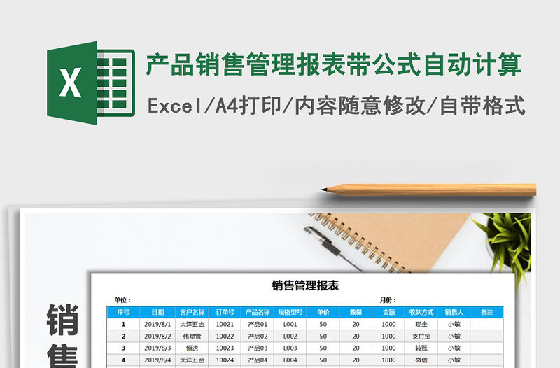 2021年產品銷售管理報表帶公式自動計算