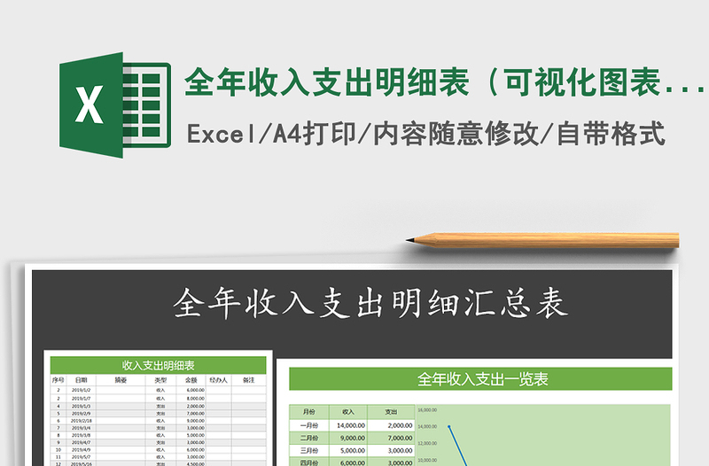 2021年全年收入支出明細(xì)表(可視化圖表結(jié)合)