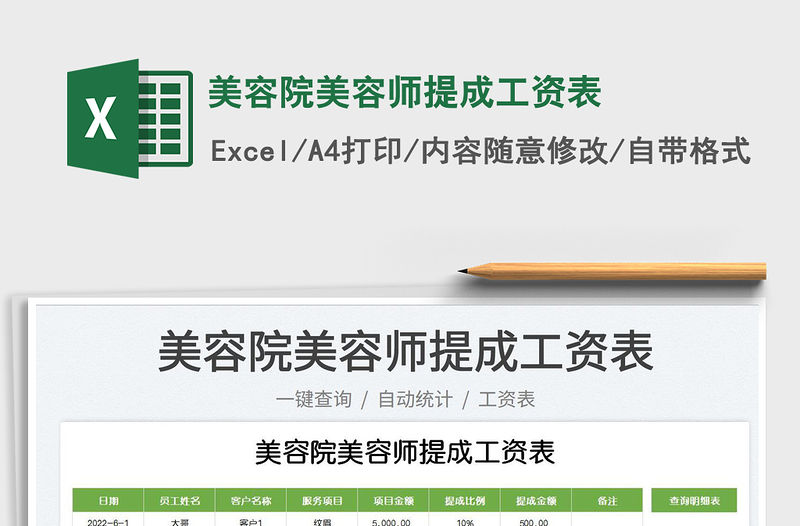 2023美容院美容師提成工資表免費下載