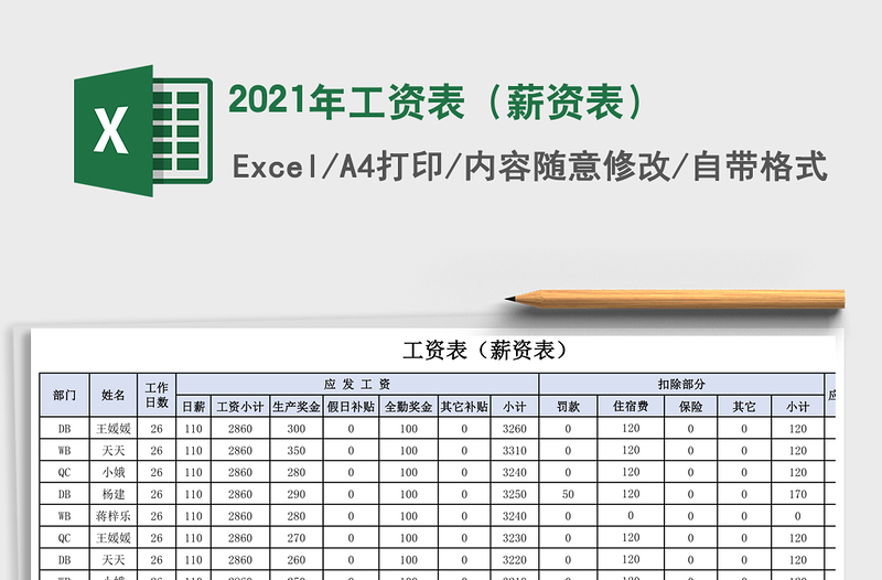 2021年工資表(薪資表)