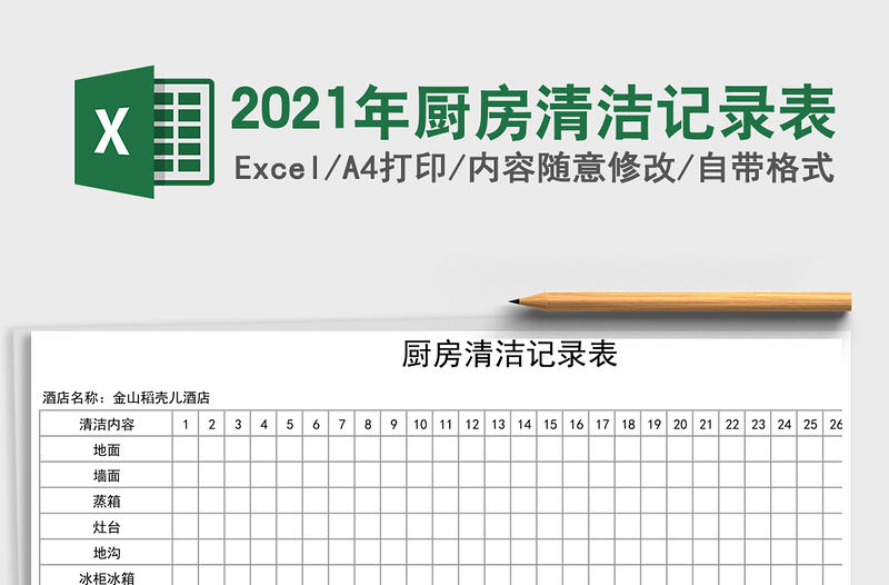 2021年廚房清潔記錄表