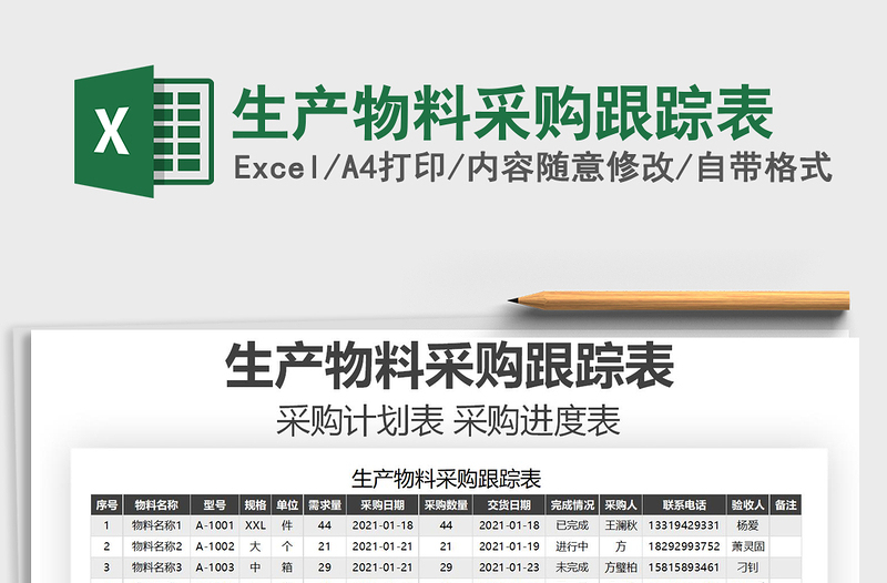 2021年生產(chǎn)物料采購(gòu)跟蹤表免費(fèi)下載
