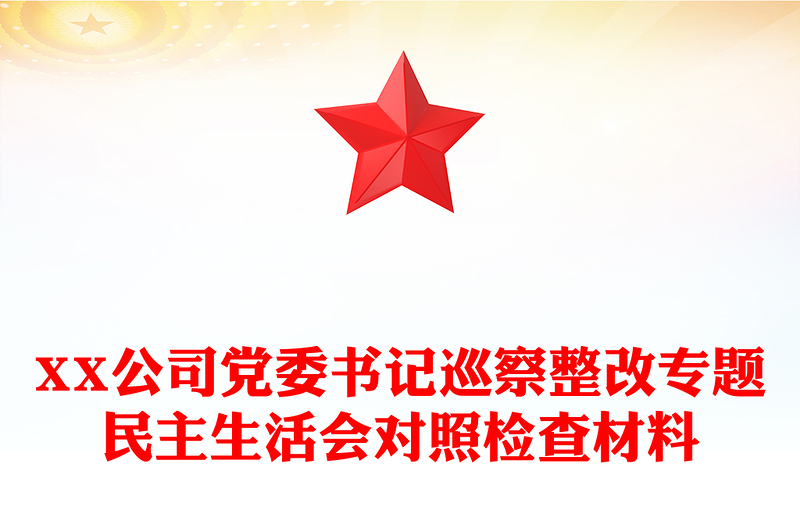 XX公司黨委書記巡察整改專題民主生活會對照檢查材料