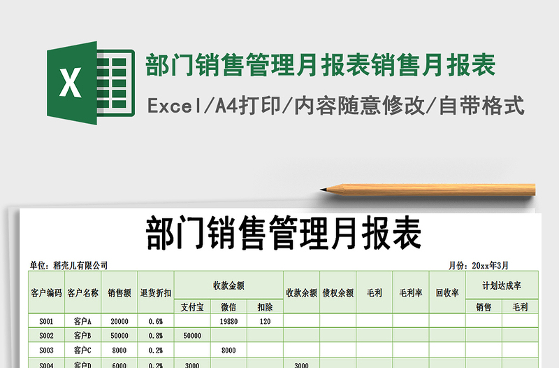 2022年部门销售管理月报表销售月报表免费下载