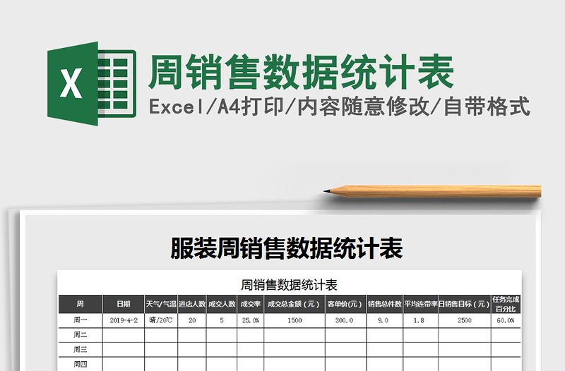 2021年周销售数据统计表