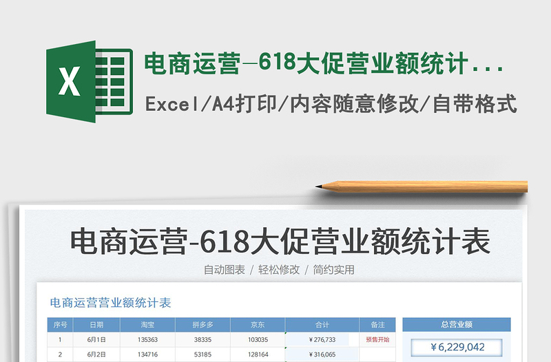 電商運(yùn)營(yíng)-618大促營(yíng)業(yè)額統(tǒng)計(jì)表