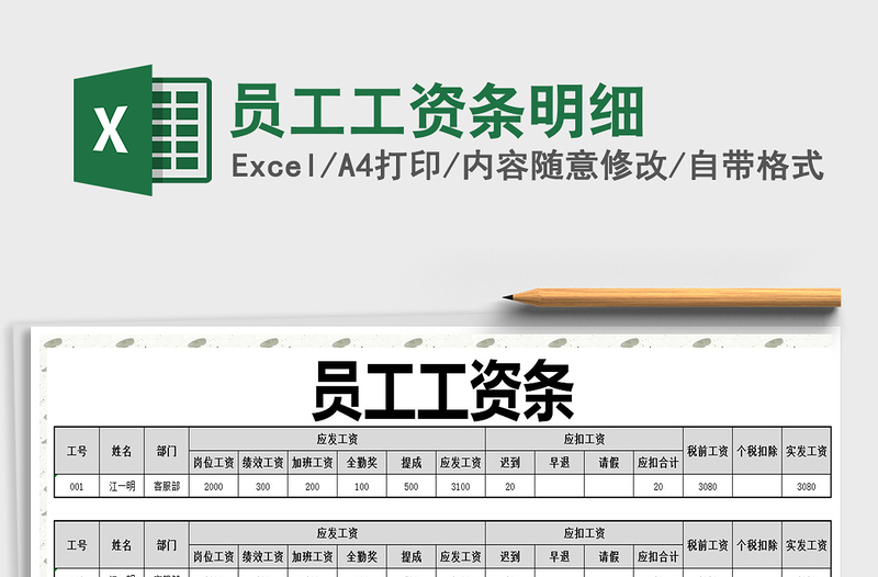 2021年員工工資條明細(xì)