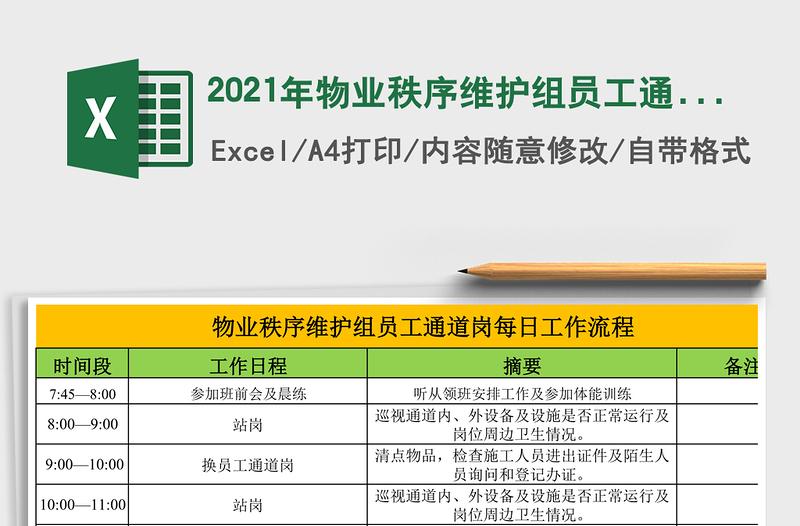 2021年物業(yè)秩序維護(hù)組員工通道崗每日工作流程