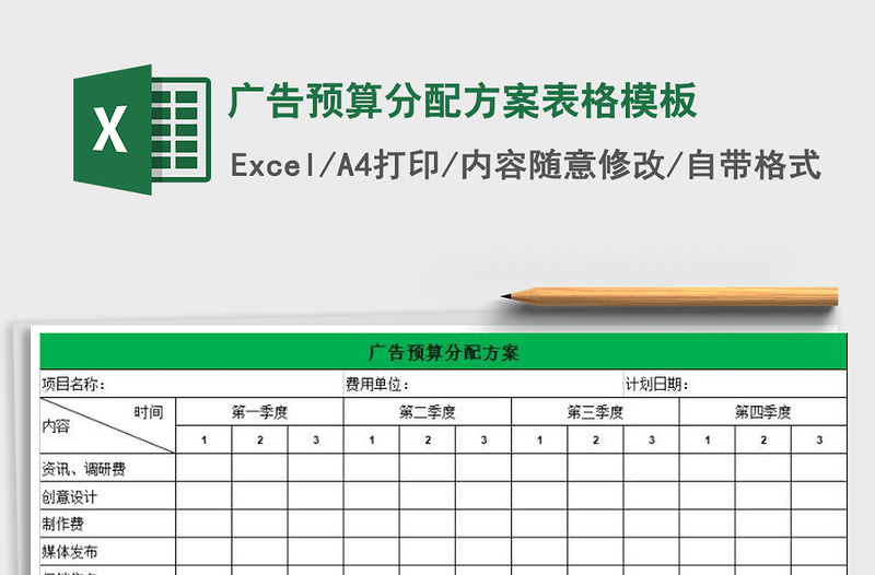 2022年廣告預(yù)算分配方案表格模板免費(fèi)下載