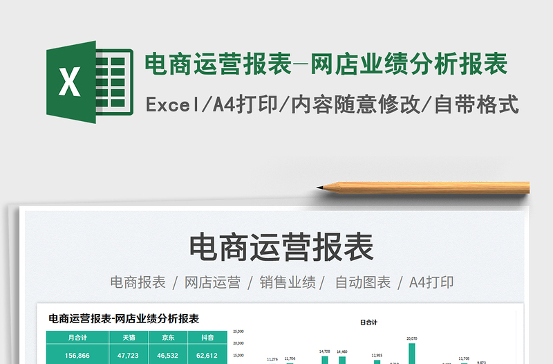 电商运营报表-网店业绩分析报表免费下载