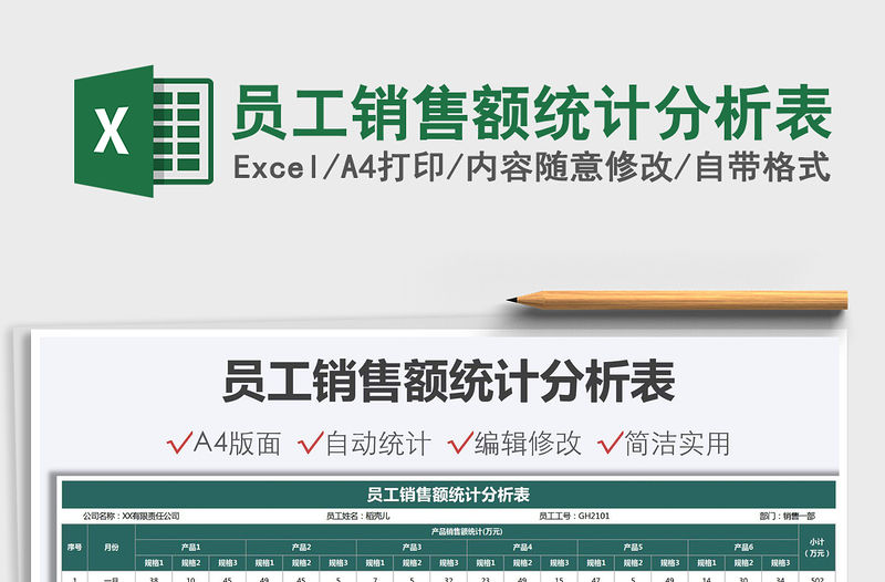 2021年員工銷售額統(tǒng)計分析表免費下載