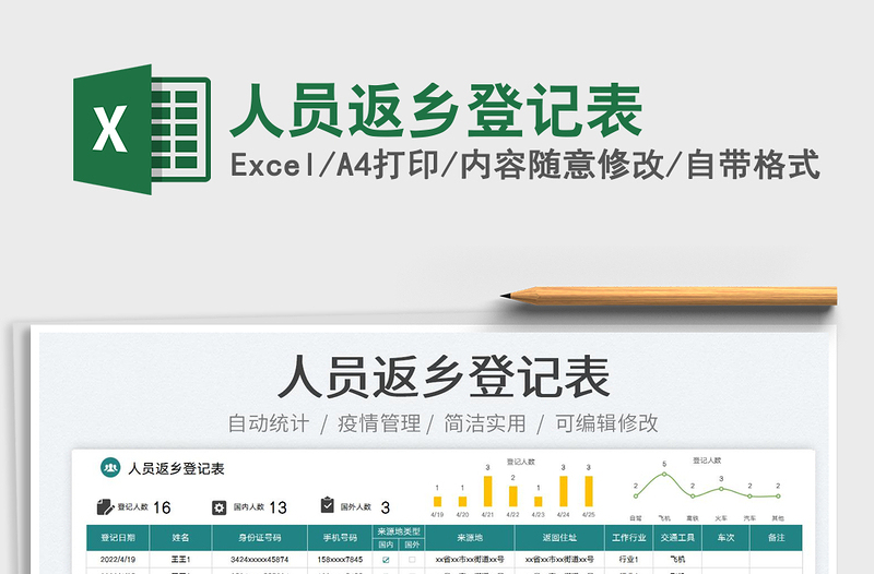 2022人員返鄉(xiāng)登記表免費下載