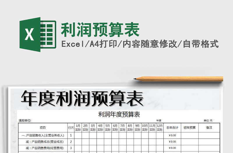 2021年利潤預算表免費下載
