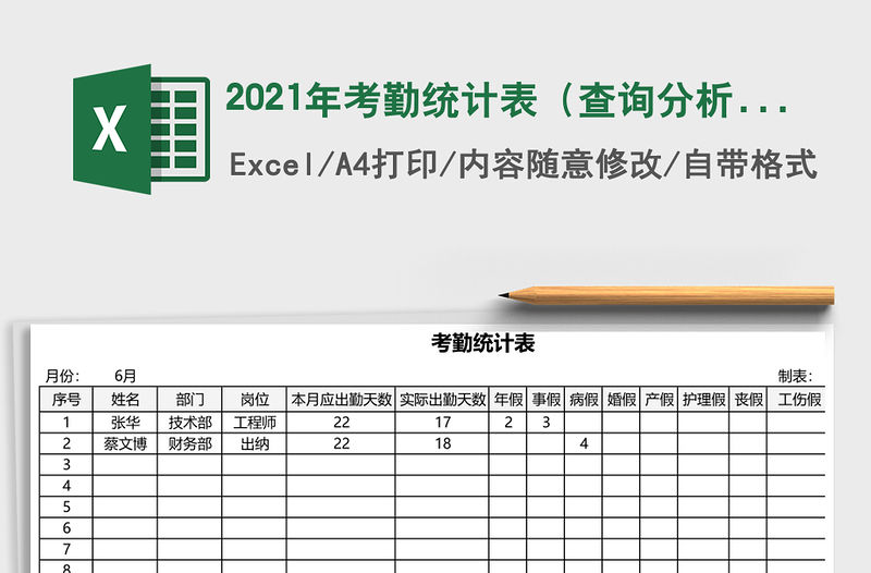 2021年考勤統計表（查詢分析）