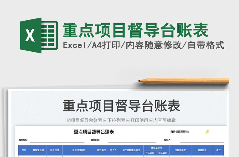 2023重點項目督導臺賬表免費下載