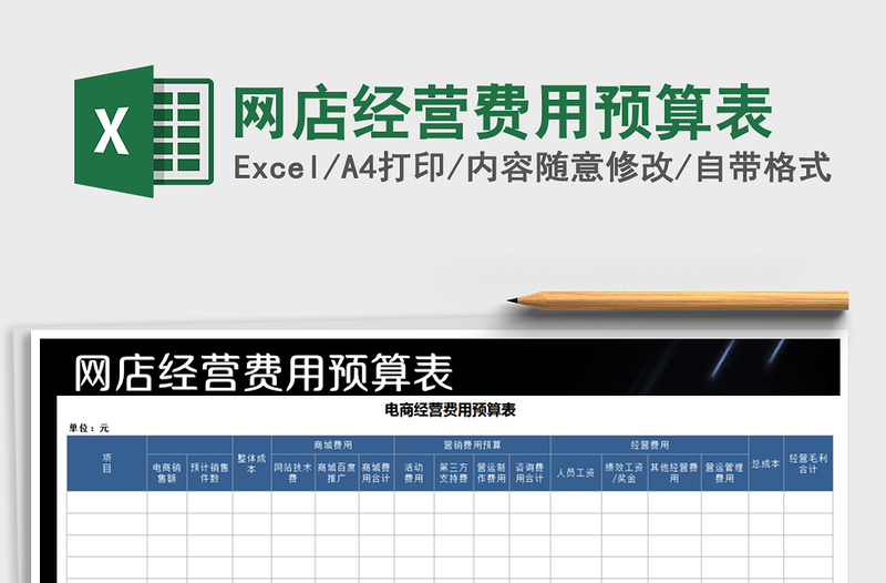 2021年网店经营费用预算表