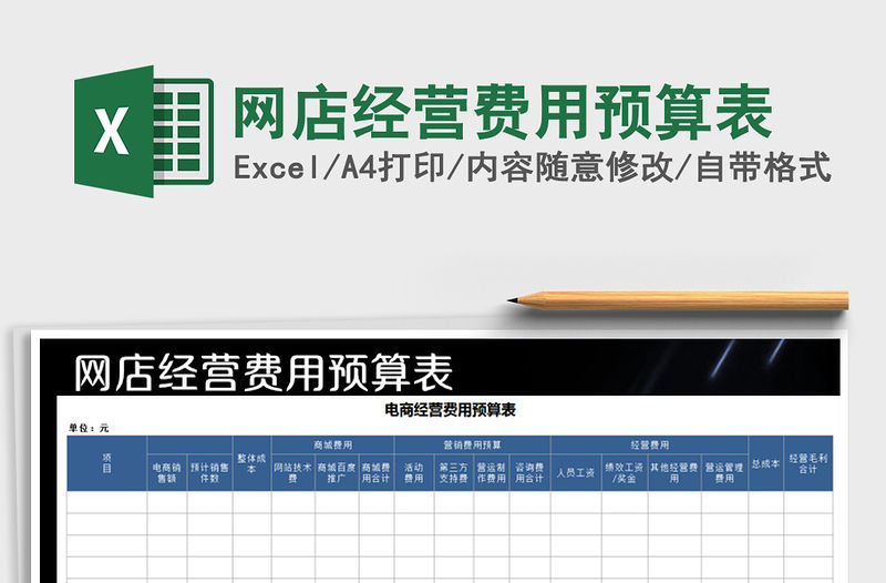 2021年網店經營費用預算表