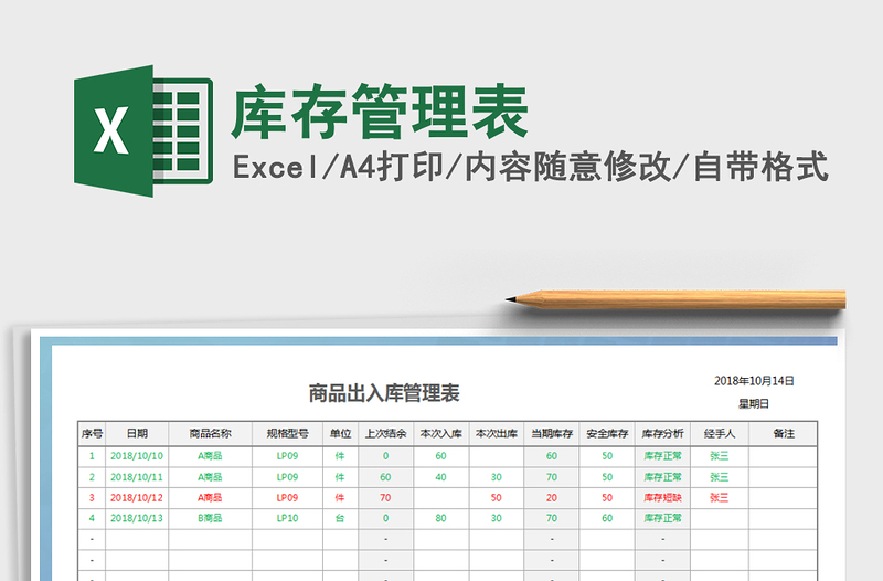 2022庫(kù)存管理表免費(fèi)下載