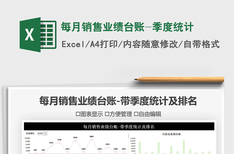 2021年每月銷售業(yè)績(jī)臺(tái)賬-季度統(tǒng)計(jì)