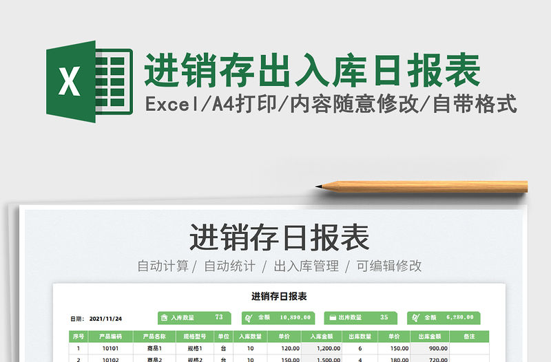 2022進銷存出入庫日報表免費下載