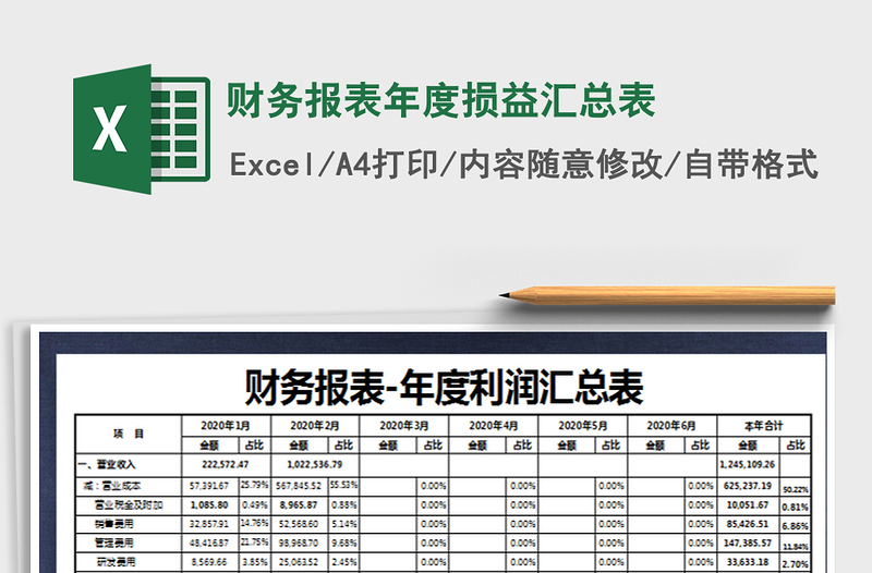 2021年财务报表年度损益汇总表免费下载