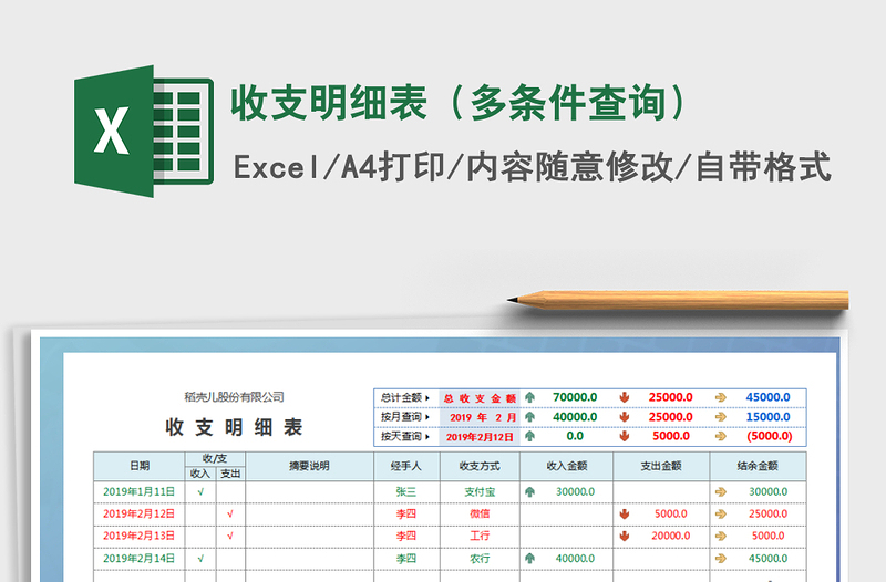 2021年收支明细表（多条件查询）