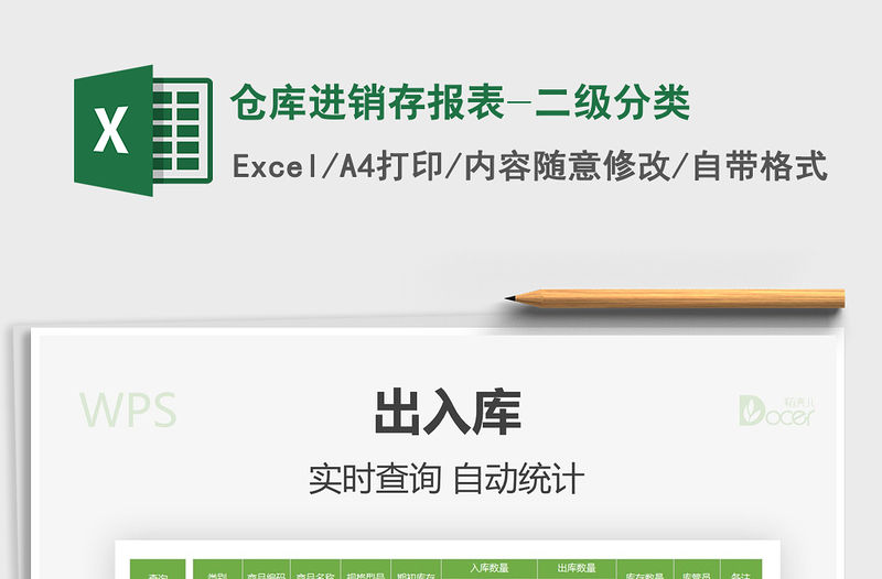 2022年倉庫進銷存報表-二級分類免費下載