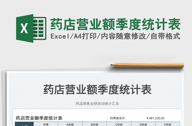 2022藥店營業(yè)額季度統(tǒng)計表免費下載
