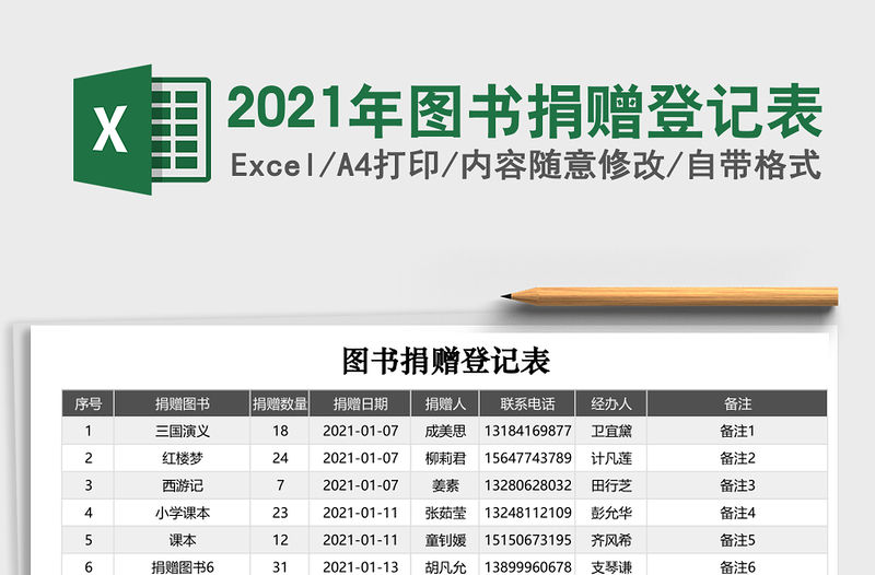 2021年圖書捐贈登記表