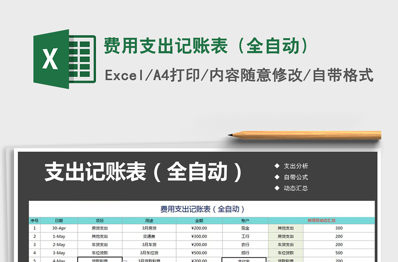2021年費用支出記賬表(全自動)