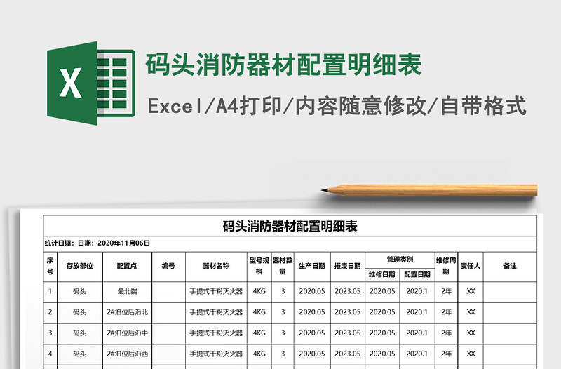 2021年碼頭消防器材配置明細(xì)表