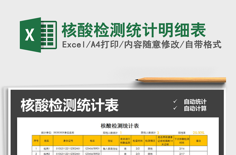 2021年核酸檢測統(tǒng)計明細表