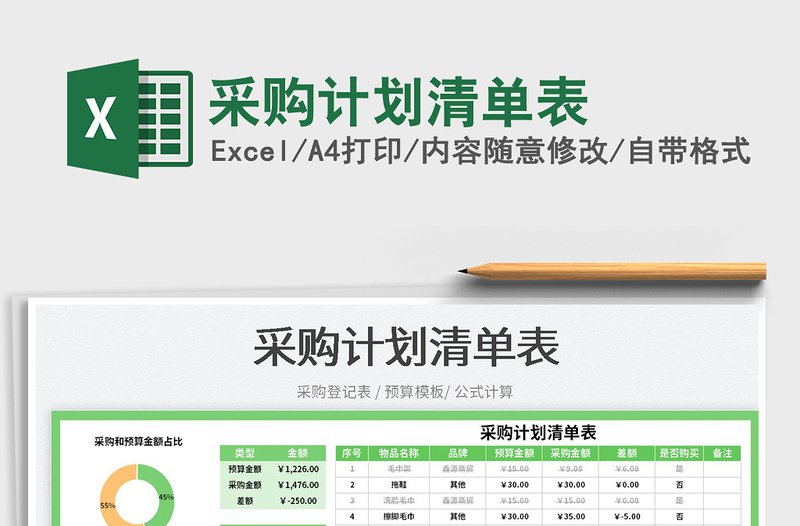 2023采購計劃清單表免費下載