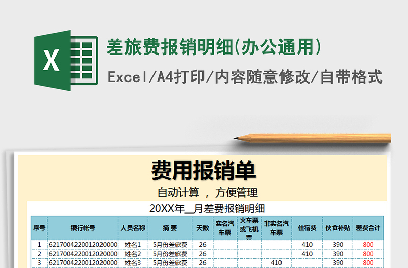 2021年差旅費報銷明細(辦公通用)