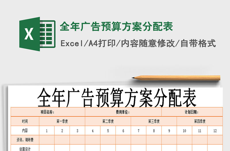 2021年全年廣告預算方案分配表