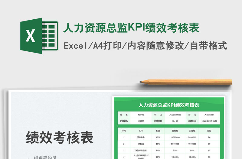 人力資源總監KPI績效考核表免費下載