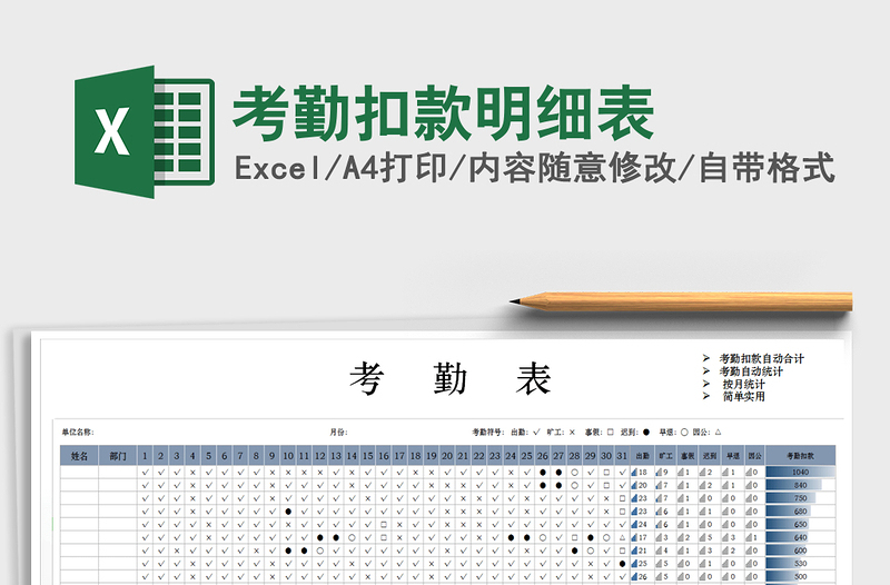 2021年考勤扣款明細表