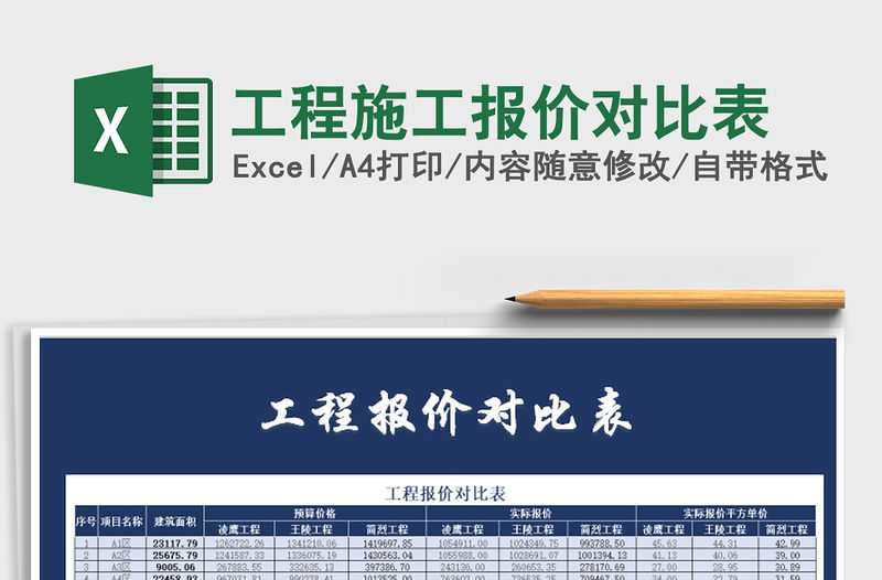 2021年工程施工報價對比表