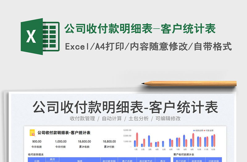 2023公司收付款明細表-客戶統計表免費下載